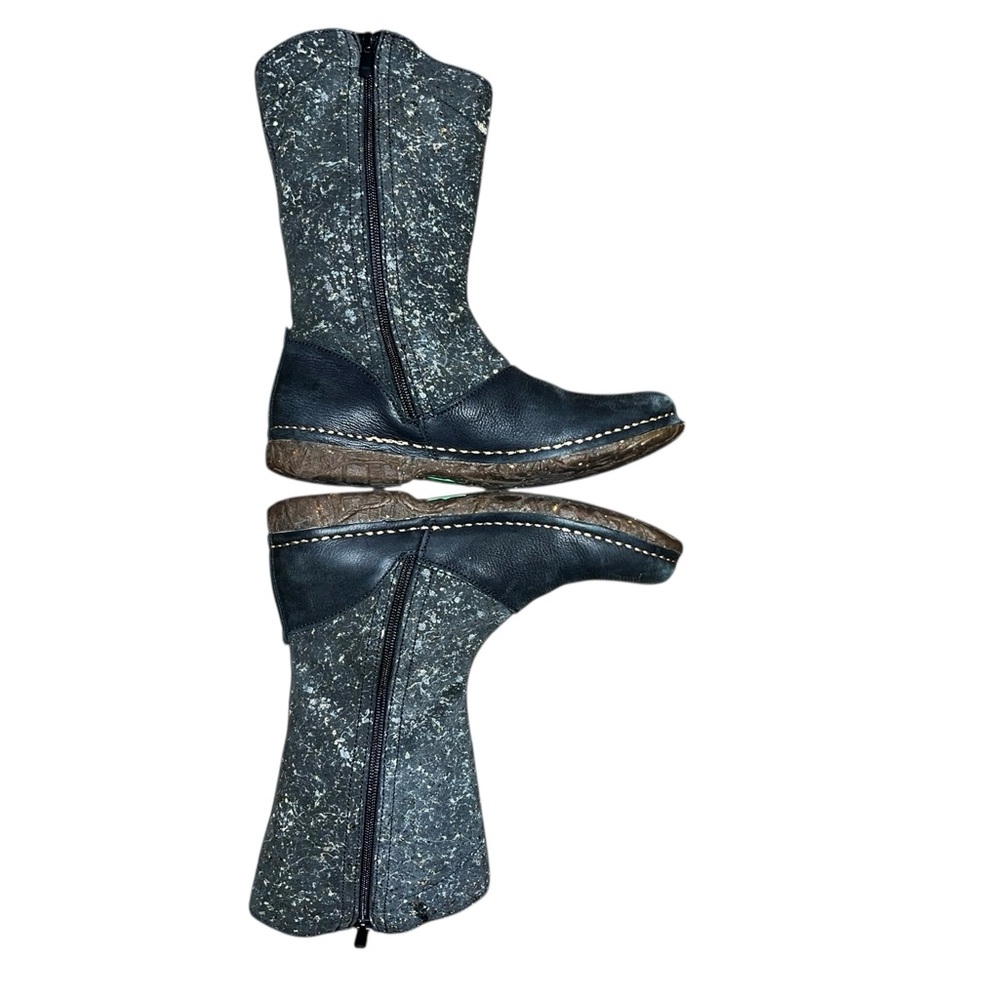 El Naturalista Leather Boots N916 Black White Angkor Mid Calf Zip Boots Size 37 - Picture 3 of 8